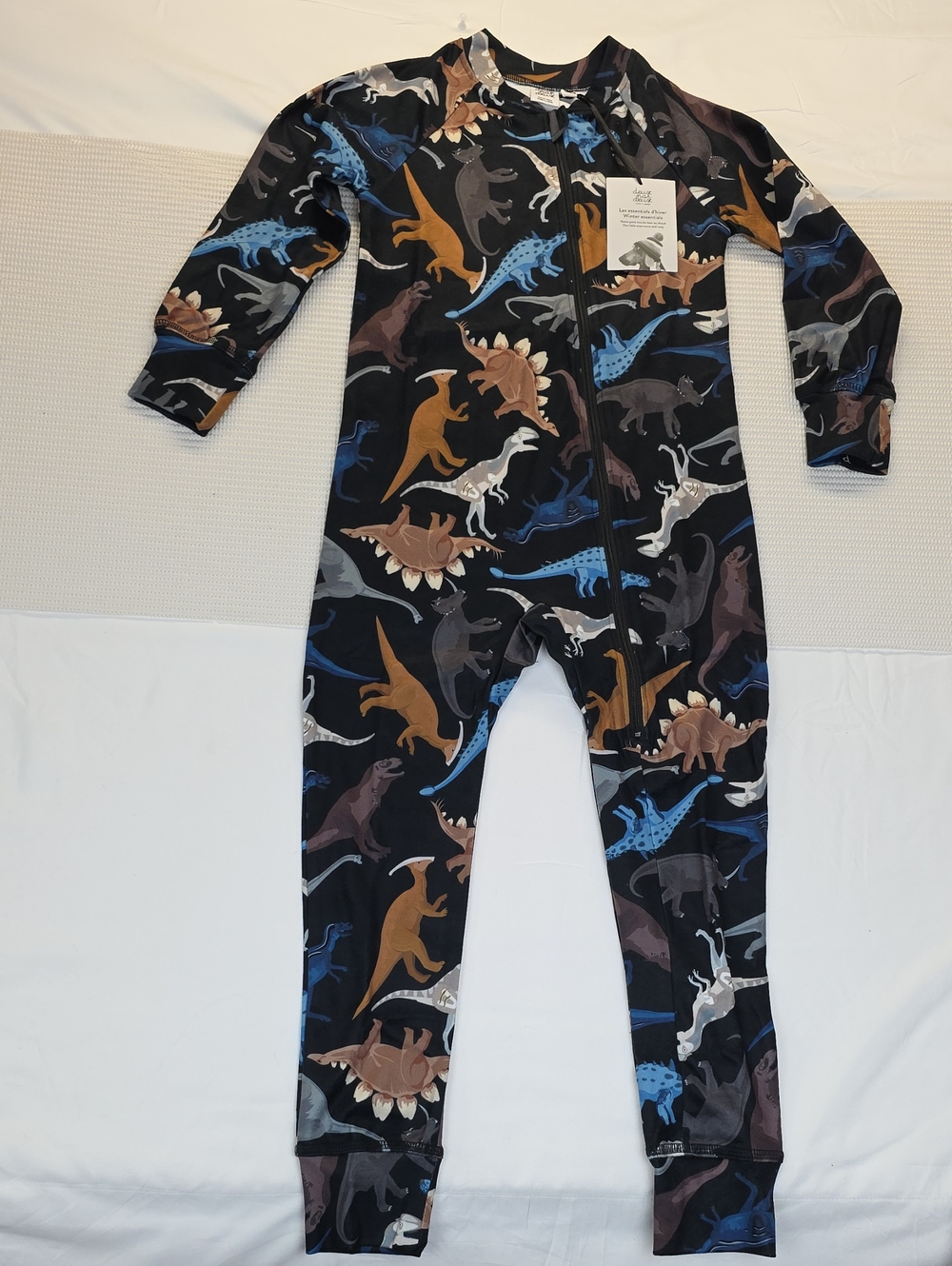 deux par deux Black Footed One-Piece with Multicolor Dinosaur Print 8 128 CM